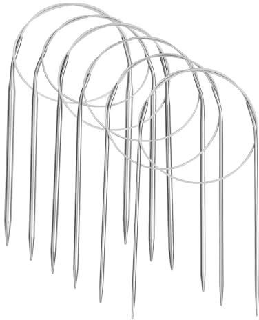 6 st. rundstickor rostfritt stål set 60 cm, 2,5/3,0/3,5/4,0/4,5/5,0 mm, sticknålar rundstickor set för stickning strumpor av ull och garn.