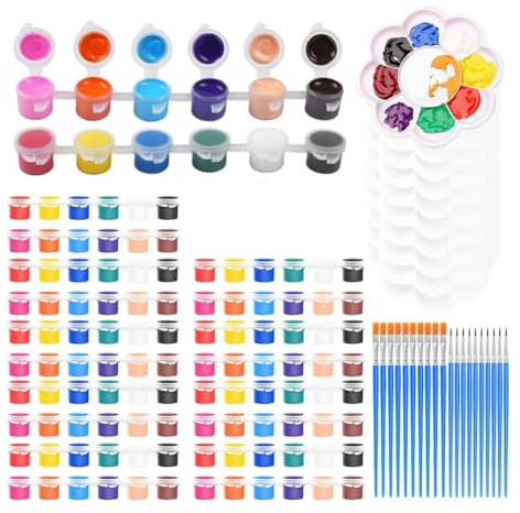 Fegtrtyoa Acrylic Paint Set,for Kids&Adults Craft Paints Kids Paint Set Container Strips Storage Perfect for Home Birthday Party