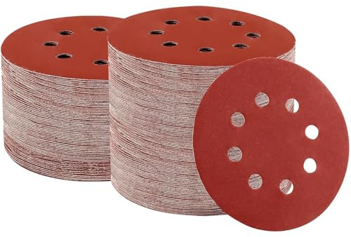 iPobie Disque de Ponçage,100 pièces disques abrasifs,Papier Abrasif 8 Trous,Disque Ponceuse Excentrique pour Poncer,Polir,Dérouiller,Meule d Angle