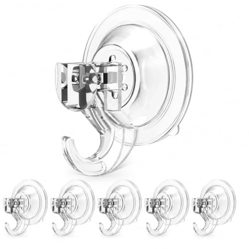 Oiieco 6 ganchos con ventosa, extrafuertes, sin taladrar, reutilizables, para baño, ducha, ventanas, cristal, azulejos, cocina, soporta hasta 5 kg
