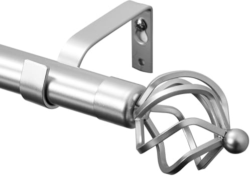 Deconovo Barra de Cortina Extensible de Metal Plateado, Ajustable 76–212 cm, Ø16/19 mm, con Soportes Resistentes, Soporta hasta 10 kg, Ideal para Dormitorio y Salón
