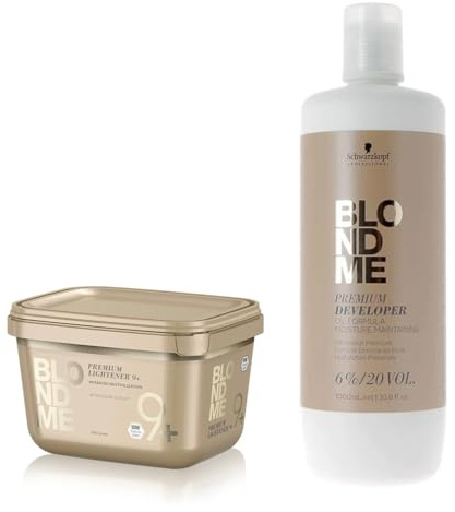 Schwarzkopf Professional - Duo Blond Me PPL9+ Polvere Comp. Schwarzkopf - Decolorante Premium 450 g Lightener 9+ & Blond Me Supreme Blonde Hair Quality Premium Care 9% 20 Vol Developer 1000 ml