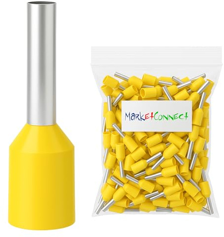 MarketConnect Elektrische Aderendhülsen • Querschnitt 1 qmm • Länge 8/14 mm • 100 Stück • Gelb Weidmüller (WD/W) • Einpolige Kabelschuhe