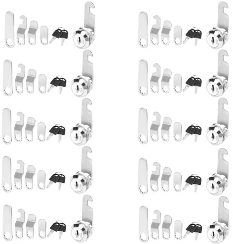YKUKIZEE 10Pcs 16mm Cabinet Lock Keyed Alike, Cam Lock Post Box Locker | 5/8 Inch Mailbox Box Locks with Keys and Lock Plates, Security, Replacement for Tool Box, Letter Box, Filing Cabinet
