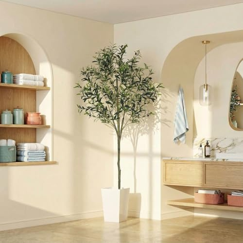 Clevich Olivier Artificiel 180cm, Plantes Artificielles Intérieur Extérieur | Grande Plante Artificielle, Fausse Plante Verte Décoration pour Maison Chambre Salon Balcon Cour Jardin Bureau
