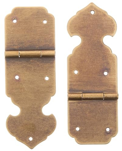 OUNONA 2 Cerniere in Ottone Anticato per Porte e Sportelli di Armadietti Ferramenta Vintage per Scatole di Legno e Portagioie Cerniere a Battuta Compatte per Mobili Finitura Bronzo