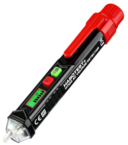 VOBOR Detector de Voltaje Sin Contacto 12V/48V-1000V, Buscapolos Electricista con Doble Rango, Linterna, Alarma Sonora, Comprobador de Corriente para Detección de Cable Vivo/Neutro y Rotura de Cables