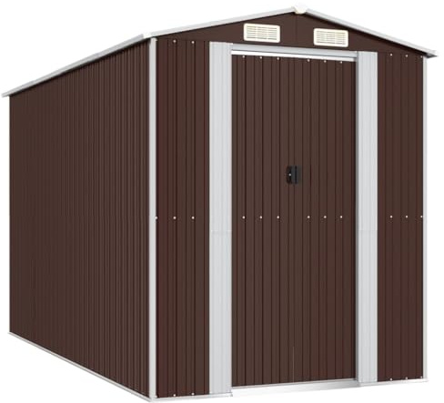 Generico Capanno da Giardino Marrone Scuro 192x357x223cm Acciaio Zincato,Casa e Giardino,Prato e Giardino,Vita all'aperto,Strutture da Esterno,Casette da Giardino,Marrone,89.4 kg,3147462