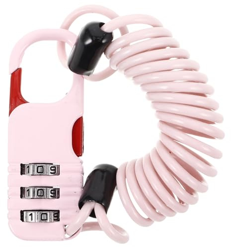 Portable Bike Lock Cable with Combination, Retractable Pink