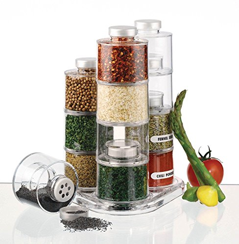 Mr. Gadget Solutions® Spice Jar Bottle Tower Carousel Clear Acrylic Rack Container Storage