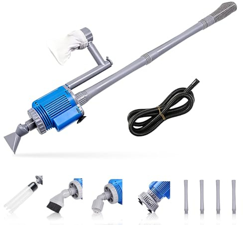boxtech Upgraded Electric Aquarium Cleaner, 12V DC/28W Auto Fish Tank Gravel Cleaning kit 6 in 1 Change Water and Wash Sand Filter for Aquarium 10-200 Gallon