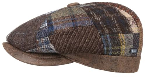 Lipodo City Bic Patchwork Schiebermütze Herren Wolle Leder Winter bunt 56 cm