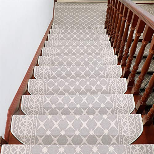 LIVEINU Moderner Stil Selbstklebend Stufenmatten Treppen Teppich Halbrund Waschbar Starke Befestigung Anthrazit Treppen-Matten 24x65cm (15 Stück) Beige