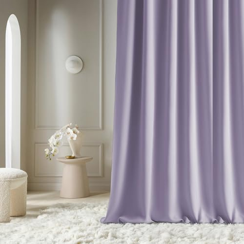 ROOM99 Aura - Cortina con Ojales Plateados, 140 x 250 cm, oscurecimiento, Cortinas correderas, decoración Moderna, para salón, Dormitorio, Lila, 1 Unidad