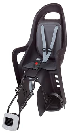 POLISPORT 8406000011 Groovy Maxi 29″ – Seggiolino Posteriore Bambini Per Bicicletta, Montaggio Telaio, 9 Mesi–6 Anni, Max 22 Kg, Ruote 29″, Telaio Piccolo – Nero/Grigio