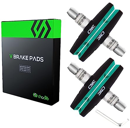 Chooee V-Brake Bremsschuhe 2 Paar,55mm Bremsbeläge für Shimano Schwarz Grün
