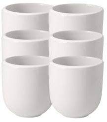 Villeroy & Boch - Juego de 6 tazas NewMoon sin asa, tazas modernas para té y café, porcelana premium, color blanco, apto para lavavajillas, porcelana