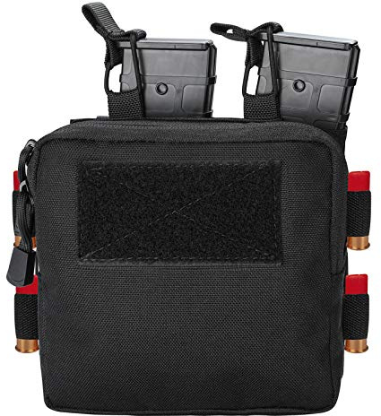 ProCase Cartuchera Táctica de Cargador Doble Capa Bolsa Táctica de Municiones，Porta Cartucho para Cargador Munición con Cremallera utilitaria –Negro