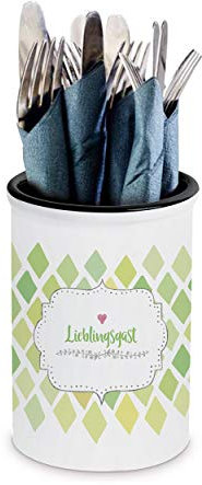 Sunnywall Lieblingsgast Keramik Becher Besteck Geschenkidee inkl. Geschenkkarte Grün