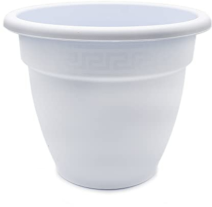 CABLEPELADO Macetero rendondo de plastico, Maceta de plástico, Tiesto para Flores, Macetero para Suelo, 41 cm Altura x 52 cm Diámetro Superior x 28 cm Diámetro Inferior, Plástico, Blanco