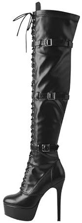 Only maker Damen Stiefel Overknee High Heels Plateau Stiletto Absatz