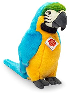 Teddy Hermann 94167 fågel papegoja gulbröst 27 cm, gosedjur, mjuk leksak med återvunnen fyllning