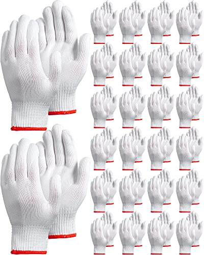 Honeydak 96 Pairs White Cotton Hand Gloves, Cotton Safety Liner Gloves Grip Knit Gloves for Men, Women, BBQ, Hand Repair, Painter Mechanic Warehouse Gardening