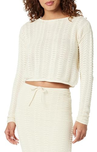 The Drop Makayla Pull Court en Crochet Épaules Basses pour Femme, Bouleau, M