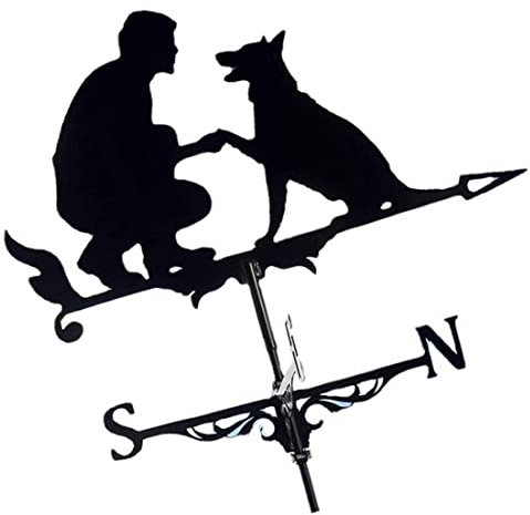 Girouette En Métal Homme Chien Girouette Décorative Jardin Cour Indicateur De Direction Du Vent Toit Jardin Vitesse Du Vent Spinner Décorations Pour Ornements Extérieurs Ferme Cour Jardin