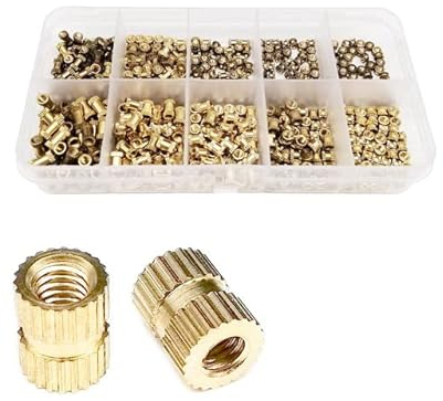 1 Box 500/750/1400 Stück M2 M2,5 M3 M4 Massives Messing Kupfer Spritzguss Rändel Einpressmutter Eingebettete Nutsert Sortiment Kit Set-Set A 500St
