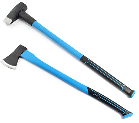 XPOtool Mazze spaccalegna Set martello e ascia da spacco 3,6 kg 1,5 kg, manico in fibra di vetro