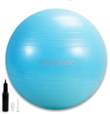 Cecotec Palla da Pilates - Fitness - Ginnastica e Yoga Small Fitness DrumFit 65 Fitball. 65 cm di Diametro, Grande prestazione e presa, Allenamento multifunzionale, Gonfiatore, Massimo 200 kg