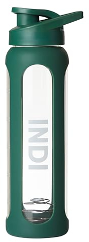 Indi Protein Shaker | Smoothie Bottle inc. Stainless Steel Metal Mixer Ball | Gym Supplement Blender | 700ml | Dishwasher Safe & BPA Free | Made in UK
