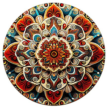 Funnli Holzpuzzles für Erwachsene und Kinder,Einzigartige Pflanze Holz-Puzzle (Mandala-6), Puzzle aus Pflanzen (M-10.2 * 10.2in-170 Stücks)