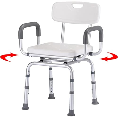 Silla de ducha giratoria ajustable de 360° for bañera, asiento de ducha resistente con brazos y respaldo, banco de ducha antideslizante sin herramientas for ancianos, discapacitados y discapacitados,