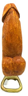 Apribottiglie a Forma di Fallo in Legno - Accessorio Divertente e Unico per la tua Cucina - Regalo Fallico Simpatico ed Originale, Omaggio, Scherzi - Artigianale 12,5cm (NATURALE)