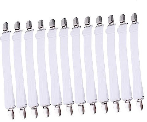 Veemoon Bettlaken Halter 12 Stück aus Nylon und Metall, Weiß