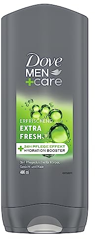 Dove Men+Care Gel doccia 3 in 1 Extra Fresh Bagno doccia per corpo, viso e capelli con 24 ore di cura effetto 400 ml