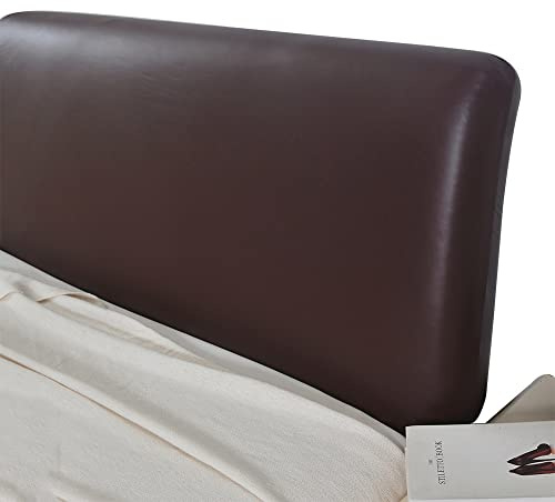 Bettkopfteil Hussen Bett Kopfteil Bezug/Überzug Elastisch Leder Kopfteilbezug Schwarz,Staubdichte All-Inclusive Dehnbare Schutzhülle Für Schlafzimmer Kopfteil ( Color : Coffee , Size : 140-160cm )