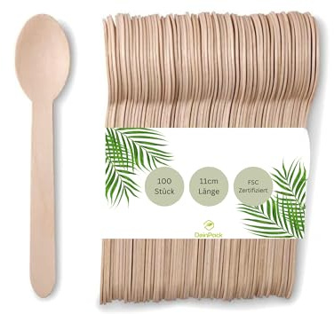 DeinPack 100 Kaffeelöffel Holz Birke 11cm | biologisch abbaubar | Nachhaltiges Besteck | Einwegbesteck | Holzbesteck