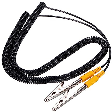 QUARKZMAN ESD Erdung Kabel Kordel mit Krokodilklemme 5m/197 Gelb | Antistatische Masse Draht Elastisch Kabel Clip für Entfernen Stromleiter Elektrostatik