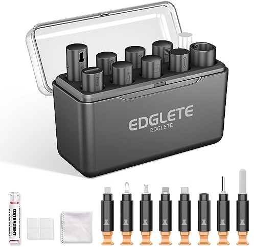 Edglete for iPhone Cleaning Kit, Cleaner Kit for AirPod, iPhone Cleaner Charging Port Cleaning, Portable Cell Phone Repair Restore Tool for iPad Lightning Charger Cables Connectors Electronic Devices