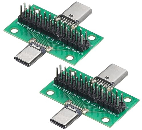 QUARKZMAN 2pcs Type-C Mâle vers Femelle USB 3.1 Test pcB Carte Adaptateur | Double Face Prise avec Broche En-tête Connecteur pour Données Câble Adaptateurs