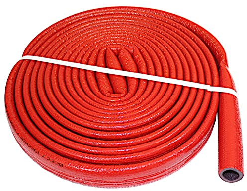 10 m Rolle PE-Rohrisolierung Isolierschlauch Rot | Schutzschlauch Heizungsrohr Isolierung mit Schutzhaut | Rohr Dämmung Schlauch Rohrdämmung Warmwasserleitung Heizung (Innendurchmesser: 22mm)
