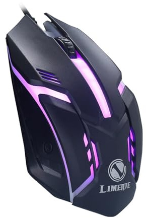 fxwtich Ratón mecánico ergonómico para juegos E-Sports USB con cable ratón colorido LED Gaming Mouse 1000 DPI Negro