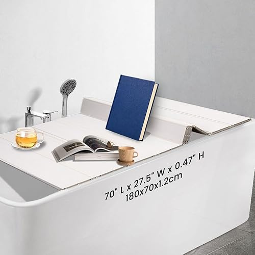Ezcasch 70x180cm Badewannenabdeckung bis 10kg Belastbar für Badewannen Weiß | 12mm Dick PVC Abdeckung, Faltbar, 10kg Belastbar, Staubdicht Badewannenabdeckung, Wasserdicht Badewannenbretter, Badezimmer