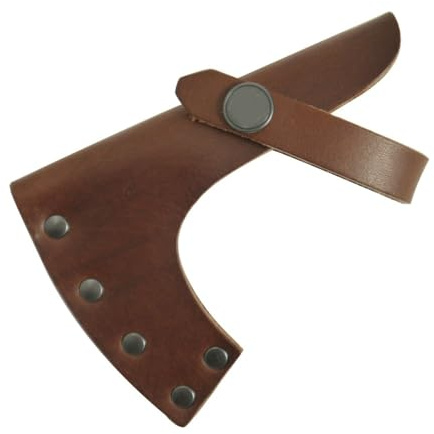 DONGKER Axtschutzhülle aus Leder mit Nietenschutz und Druckknopf zum Schutz scharfer Axtkanten, Retro-Stil, Braun
