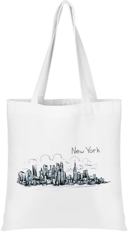 Oyachic Book Canvas tygväska för kvinnor estetisk blomma fjäril tygväska med innerficka återanvändbar shoppingväska för livsmedel strand gym resa trendig present, Stad