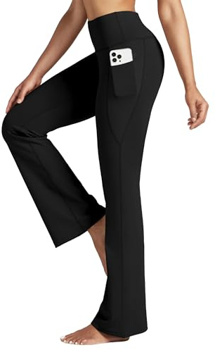 WILLIT Yogahose Damen Flare Leggings Sporthose Bauchkontrolle Jogginghose Bootcut High Waist Schlaghose Arbeitshose Stretch mit Taschen