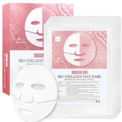 4 Pezzi Bio Collagen Real Deep Mask, Collagen Overnight Mask, Maschera Viso Antirughe, Maschera Punti Neri Rimozione, Per Azione Idratante, Antirughe, Detergente